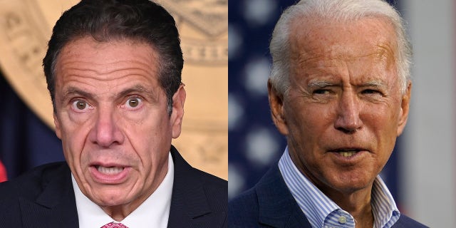 New York Gov. Andrew Cuomo, left, and President Biden.