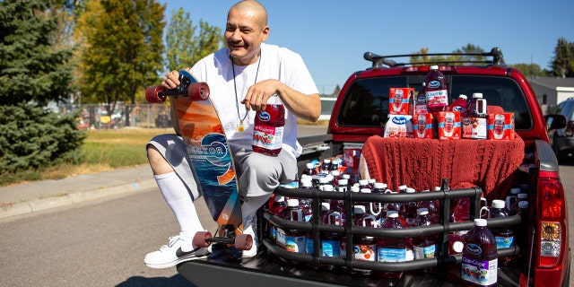 Nathan Apodaca was gifted a truck, bottles of Ocean Spray and a longboard from the brand.
