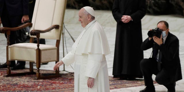 Pope Francis endorsed same-sex civil unions for the first time as pope while being interviewed for the feature-length documentary “Francesco,” which premiered Wednesday at the Rome Film Festival. (AP Photo/Gregorio Borgia)