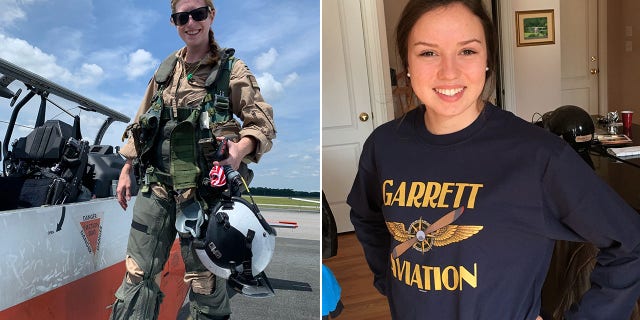Ross, pictured left, and Garrett were piloting a U.S. Navy T-6B Texan II trainer aircraft on a routine training flight when it crashed in Foley, Ala., on Friday.