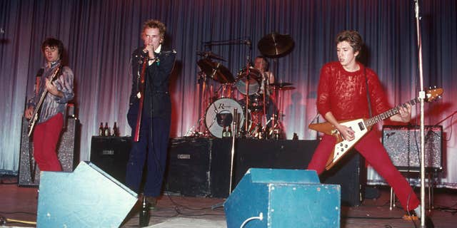 The Sex Pistols' original lineup (l. to r.) with Glen Matlock, Johnny Rotten, Paul Cook, and Steve Jones. (Chris Morphet/Redferns)