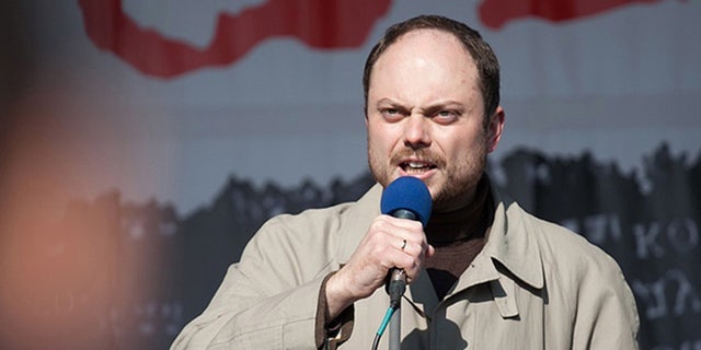 Russian democracy activist Vladimir Kara-Murza at a rally.