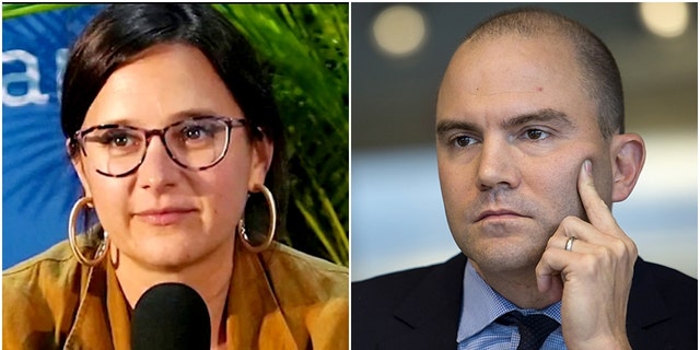 Writer Bari Weiss, left, responded Wednesday after former Obama administration official Ben Rhodes accused Republicans of spreading "disinformation."