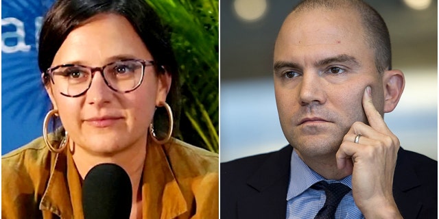 Writer Bari Weiss, left, responded Wednesday after former Obama administration official Ben Rhodes accused Republicans of spreading "disinformation."