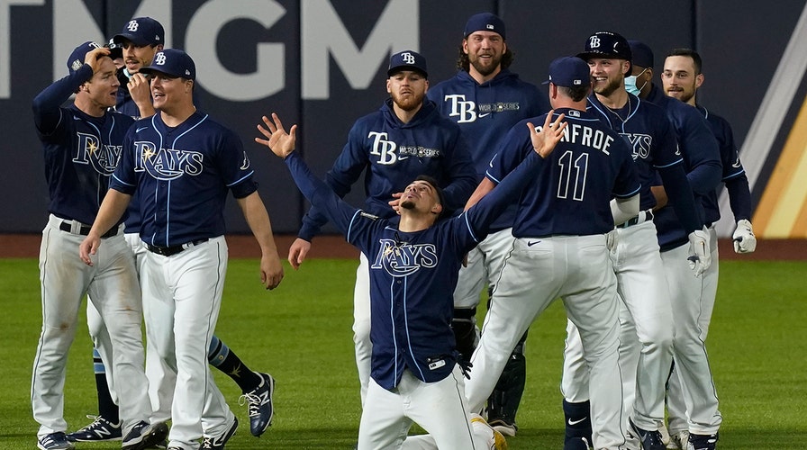 Rays Win Wild Game 4 On Final Play To Tie World Series Rays Celebration 