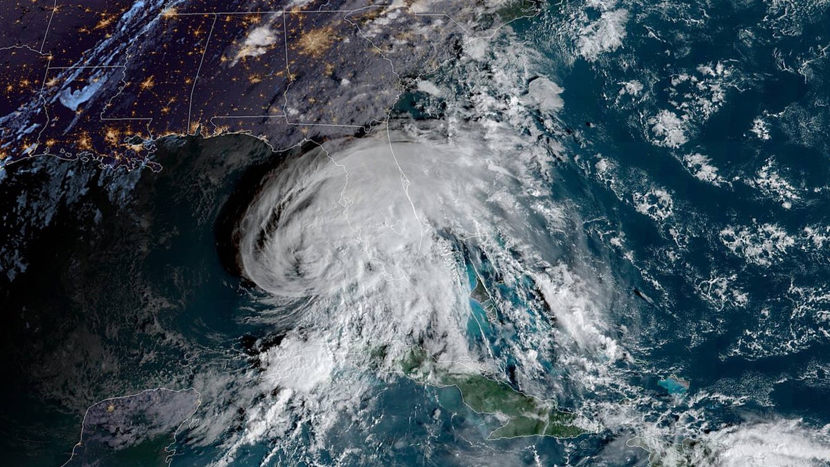 Hurricane Eta can be seen swirling off the southwest coast of Florida on Nov. 11.