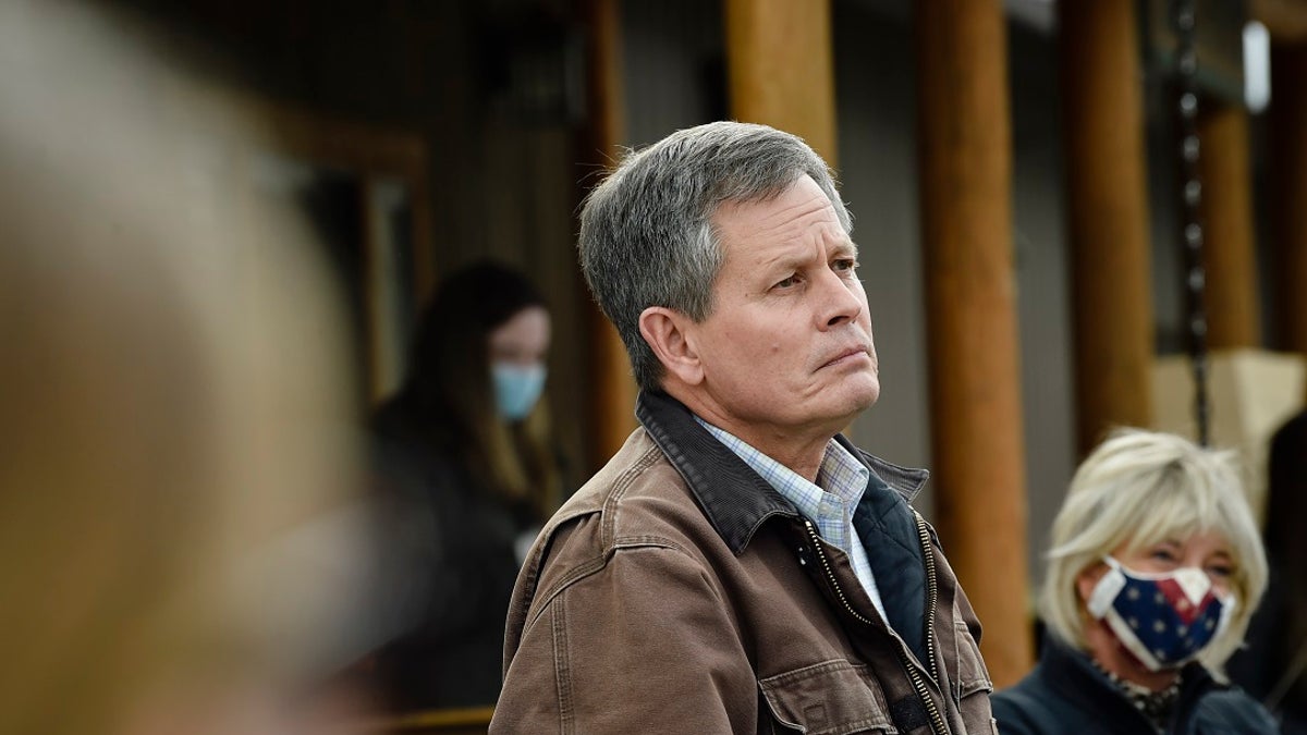 Republican candidate for U.S. Senate Sen. Steve Daines speaks at a campaign stop in Clancy, Mont. (Associated Press)