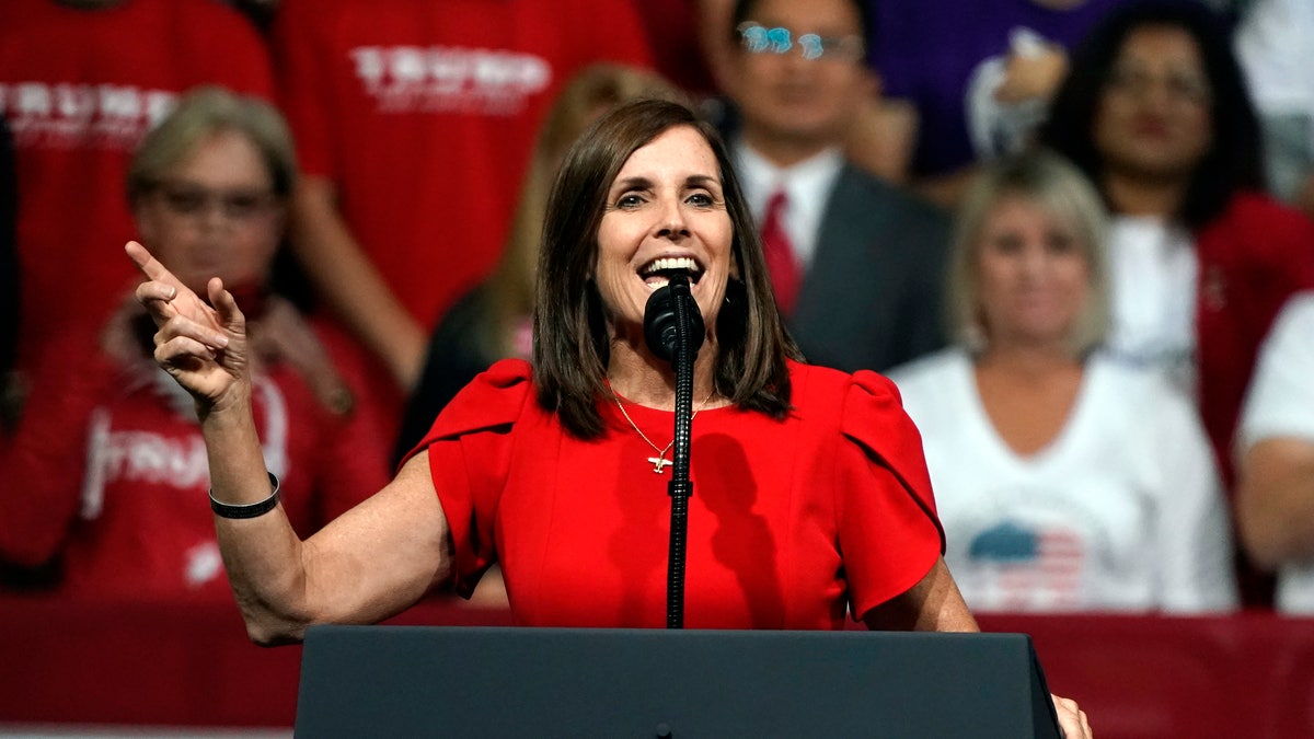 Then Sen. Martha McSally speaks on stage at a rally