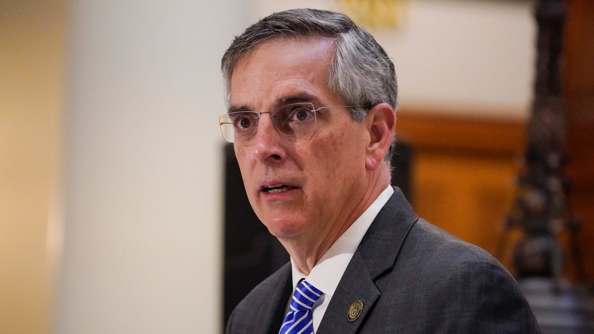 Georgia Secretary of State Brad Raffensperger speaks during a news conference on Friday, Nov. 20, 2020, in Atlanta. (AP Photo/Brynn Anderson)