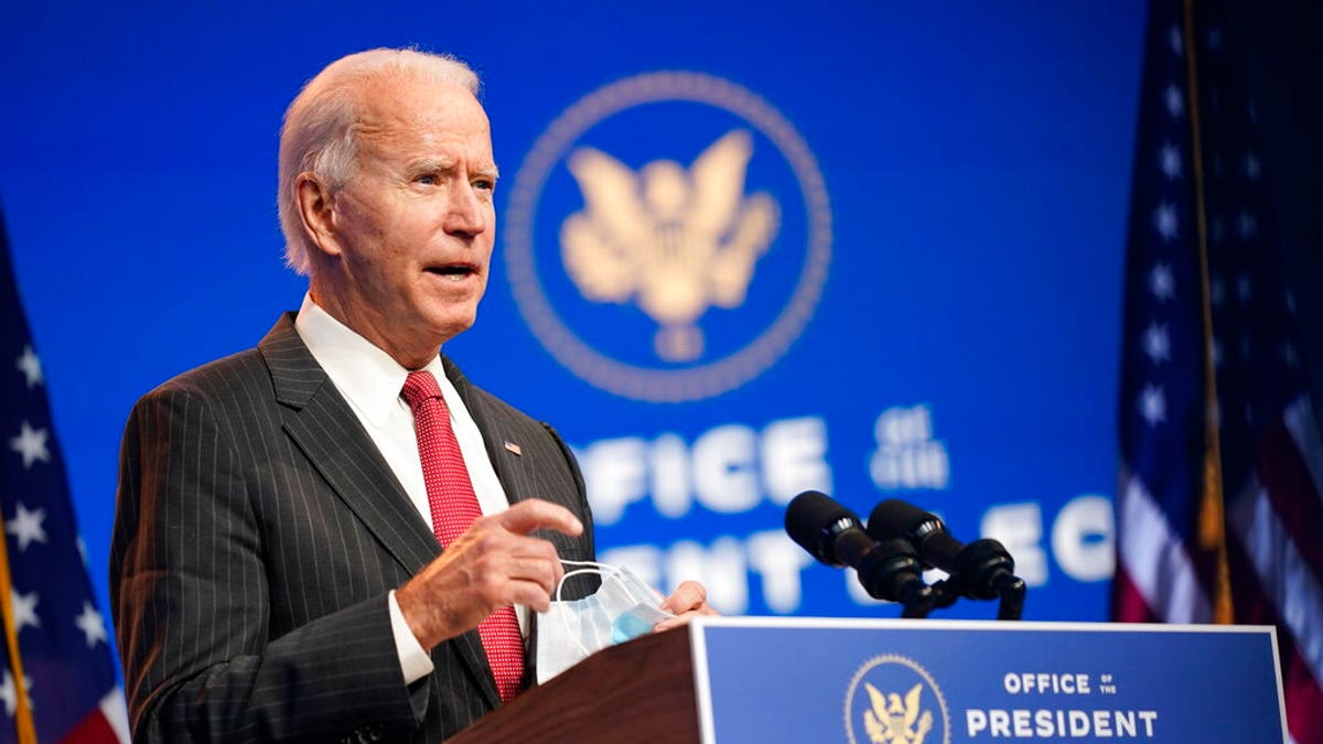 FILE: President-elect Joe Biden speaks at The Queen theater in Wilmington, Del. 
