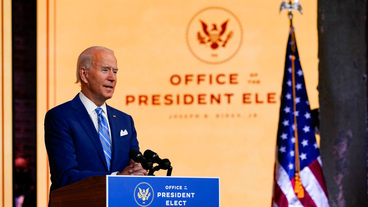 President-elect Joe Biden speaks Wednesday, Nov. 25, 2020, in Wilmington, Del. (AP Photo/Carolyn Kaster)
