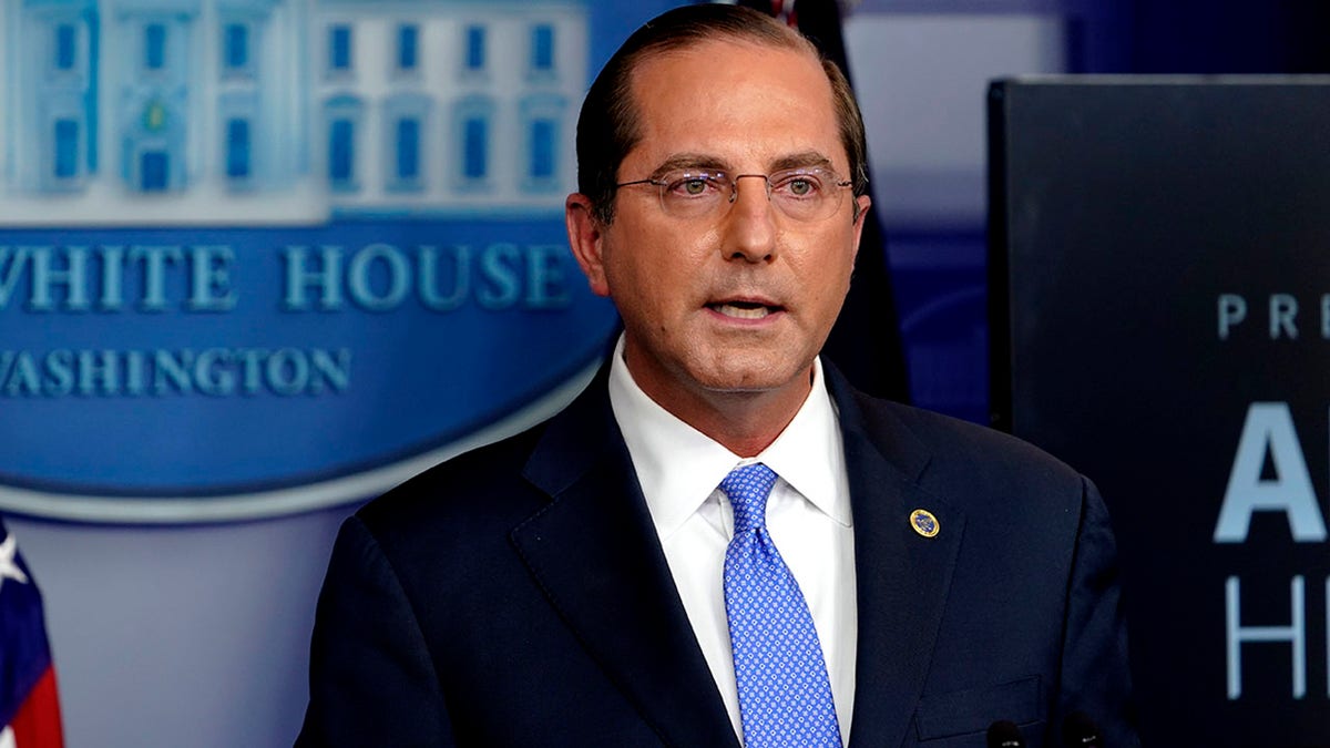 Health and Human Services Secretary Alex Azar speaks during a news conference in the briefing room at the White House in Washington, Friday, Nov. 20, 2020. (AP Photo/Susan Walsh)
