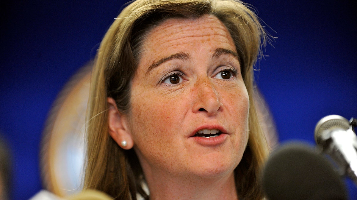 Then-U.S. Attorney Barbara McQuade speaks during a news conference in downtown Detroit, July 16, 2010. (Associated Press)