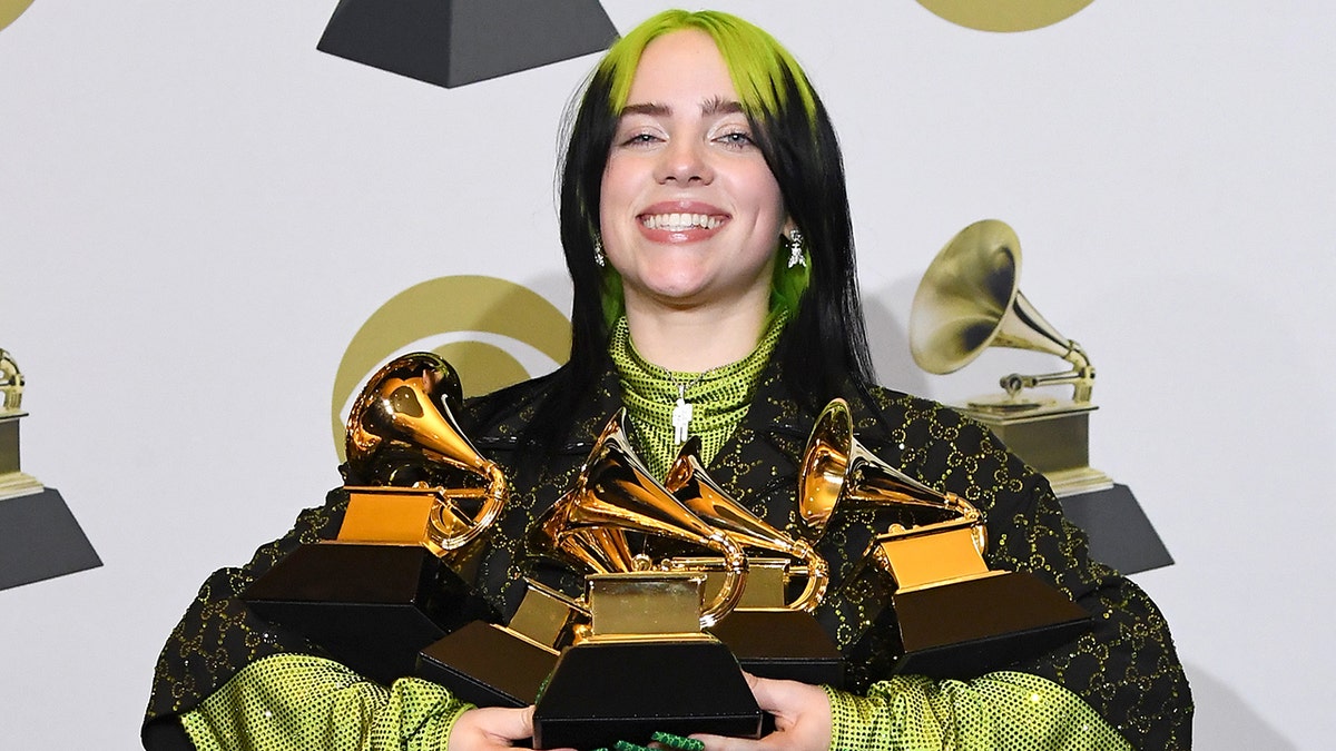 Billie Eilish poses at the 62nd Annual GRAMMY Awards at Staples Center on January 26, 2020 in Los Angeles, California.