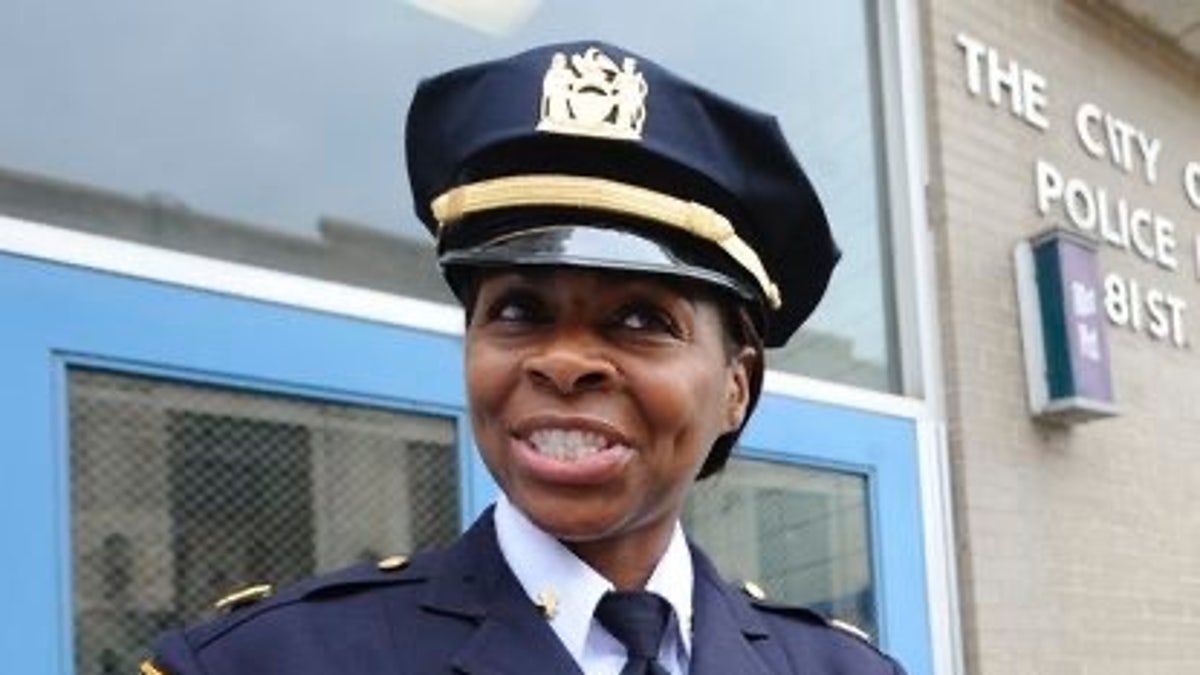 NYPD Chief of Patrol Juanita Holmes standing outside the 81st Precinct stationhouse in Brooklyn, N.Y. (NYPD)