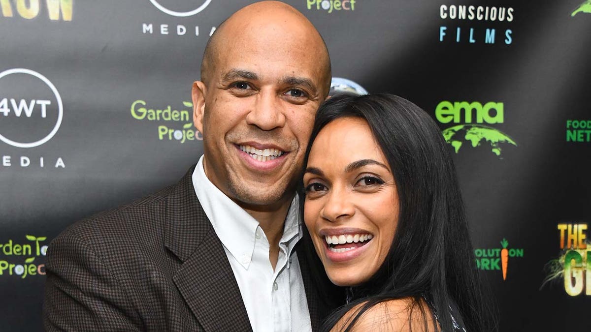 Senator Cory Booker was re-elected on Tuesday and was congratulated by Rosario Dawson. (Photo by Araya Diaz/Getty Images for Earth Conscious Films)