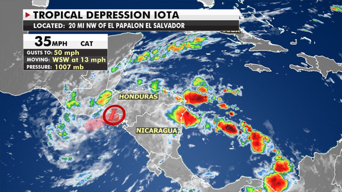 Iota has weakened to a tropical depression.