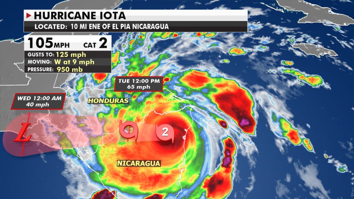 Hurricane Iota made landfall on the coast of Nicaragua on Nov. 16, 2020.