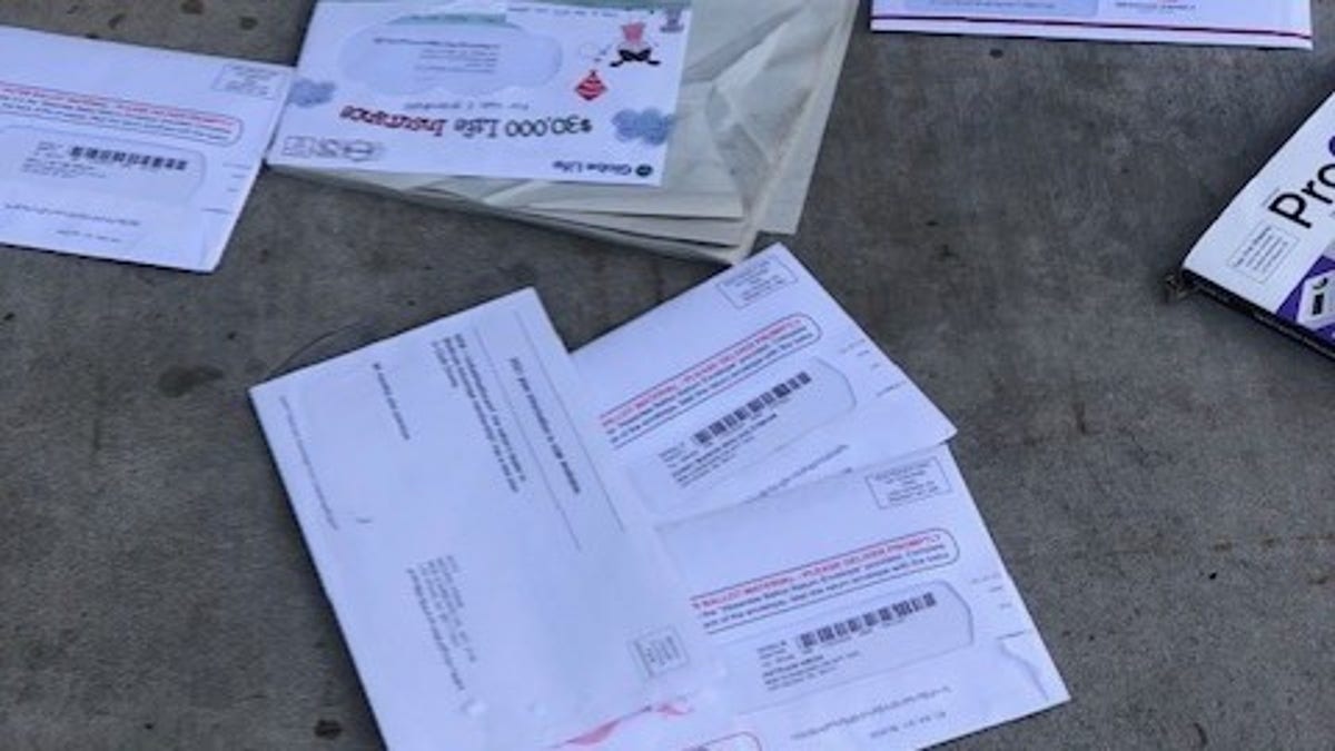 Mass-mail-in ballots litter the sidewalk outside a Las Vegas apartment building, October 2020. Photo courtesy of Jim Murphy