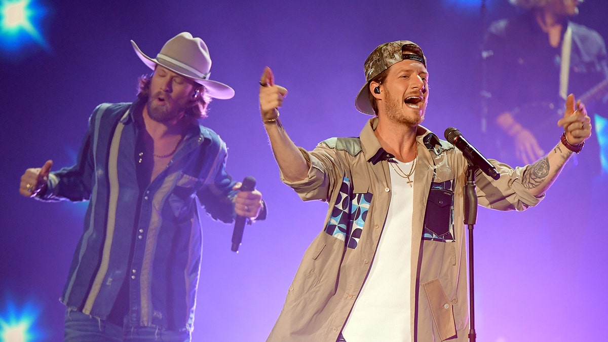 Brian Kelley and Tyler Hubbard of Florida Georgia Line performs onstage during the 55th Academy of Country Music Awards at the Grand Ole Opry on September 14, 2020. (Photo by Jason Kempin/ACMA2020/Getty Images for ACM)