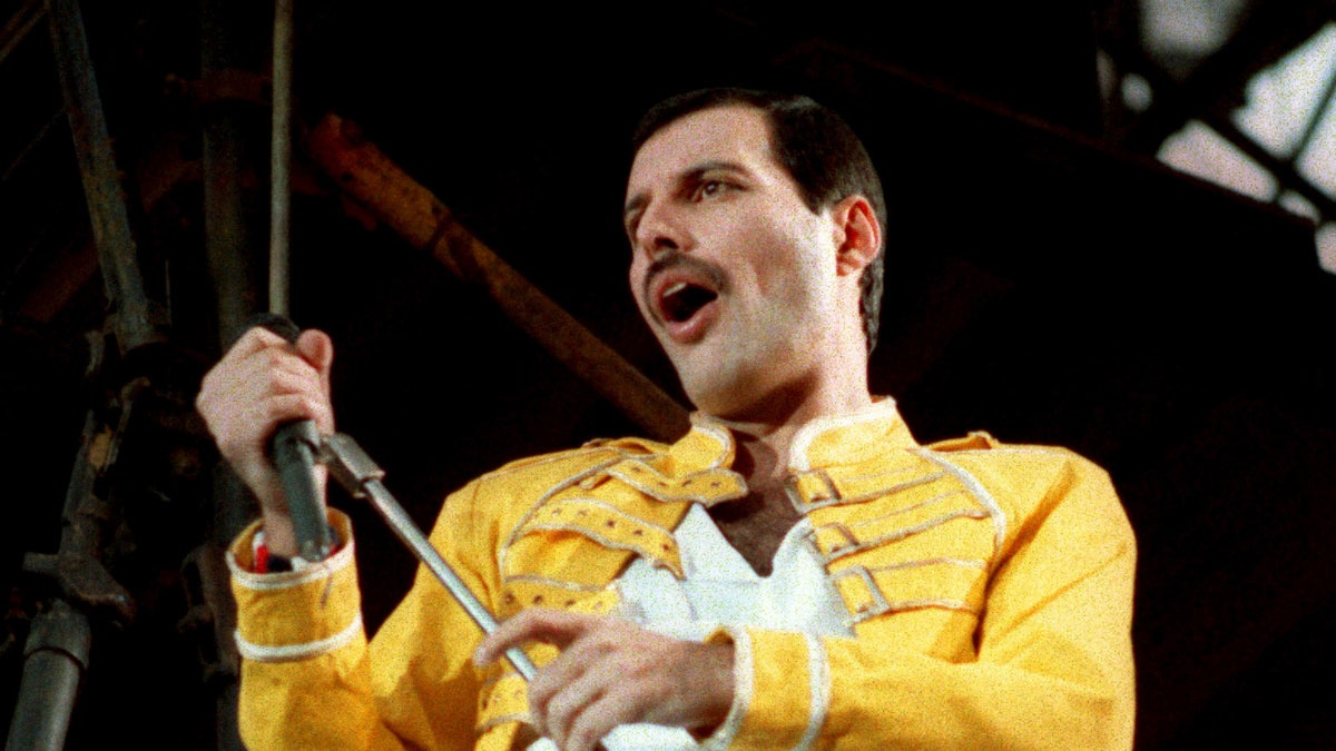 In this July 20, 1986 file photo, Queen lead singer Freddie Mercury performs in Germany. (AP Photo/Marco Arndt, File)