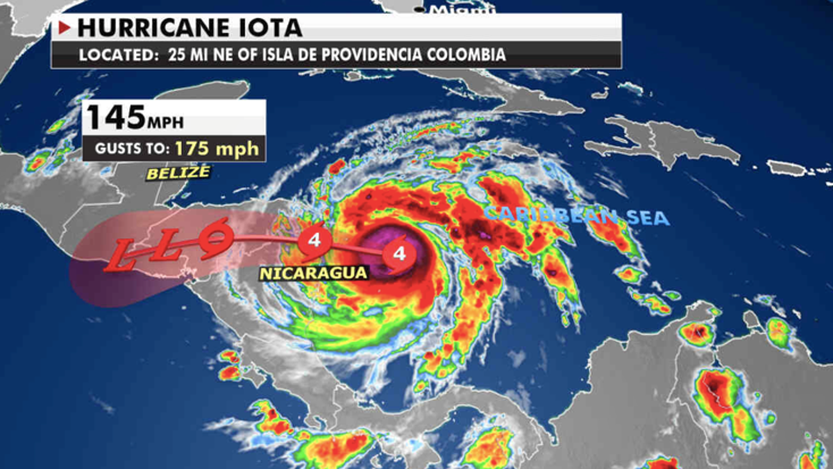 Hurricane Iota's path (Fox News)