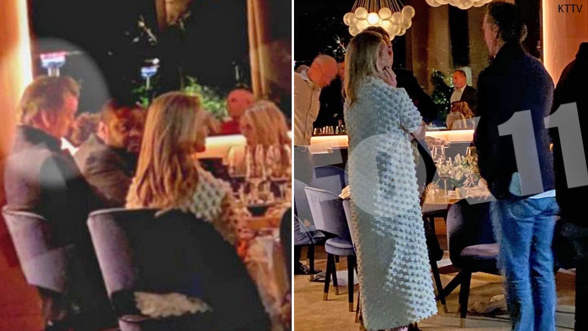 California Gov. Gavin Newsom (circled in left photo and standing in right photo) dines at The French Laundry in Yountville, Calif. on Nov. 6