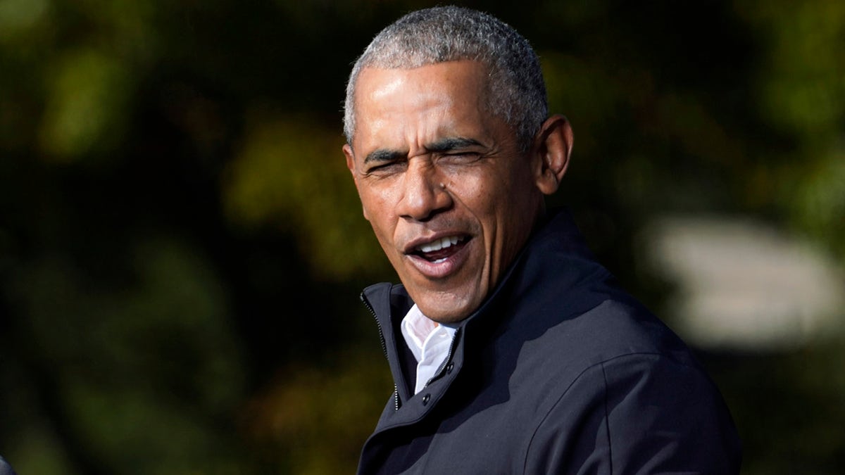 Former President Obama speaks at a rally as he campaigns for Democratic presidential candidate and former Vice President Joe Biden on Monday, Nov. 2, 2020, at Turner Field in Atlanta. (AP Photo/Brynn Anderson)