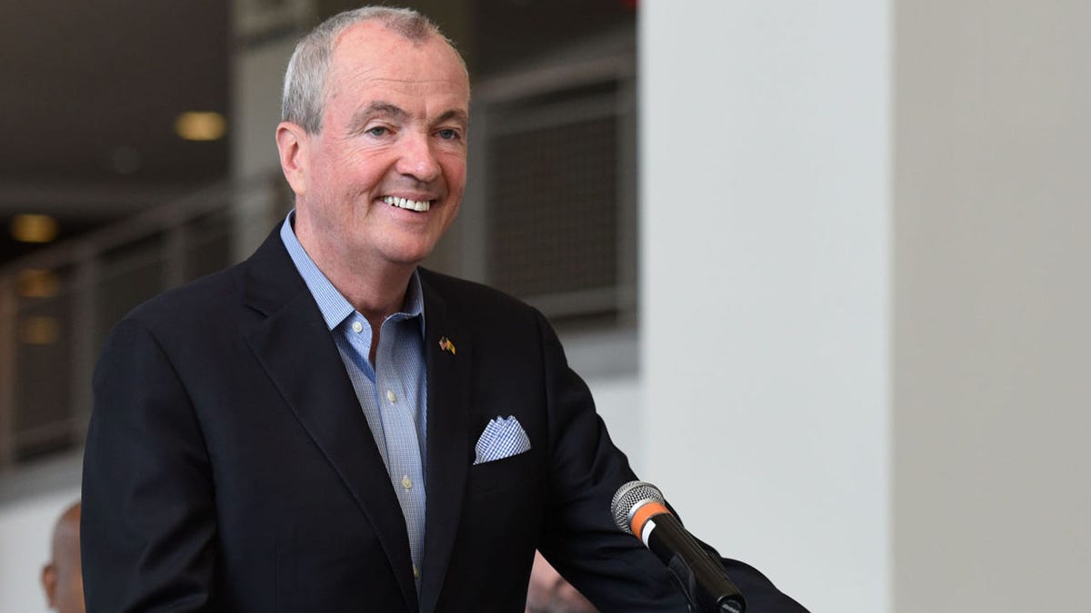 New Jersey Gov. Phil Murphy speaking during an MTV VMAs news conference at Prudential Center Plaza in Newark in 2019.
