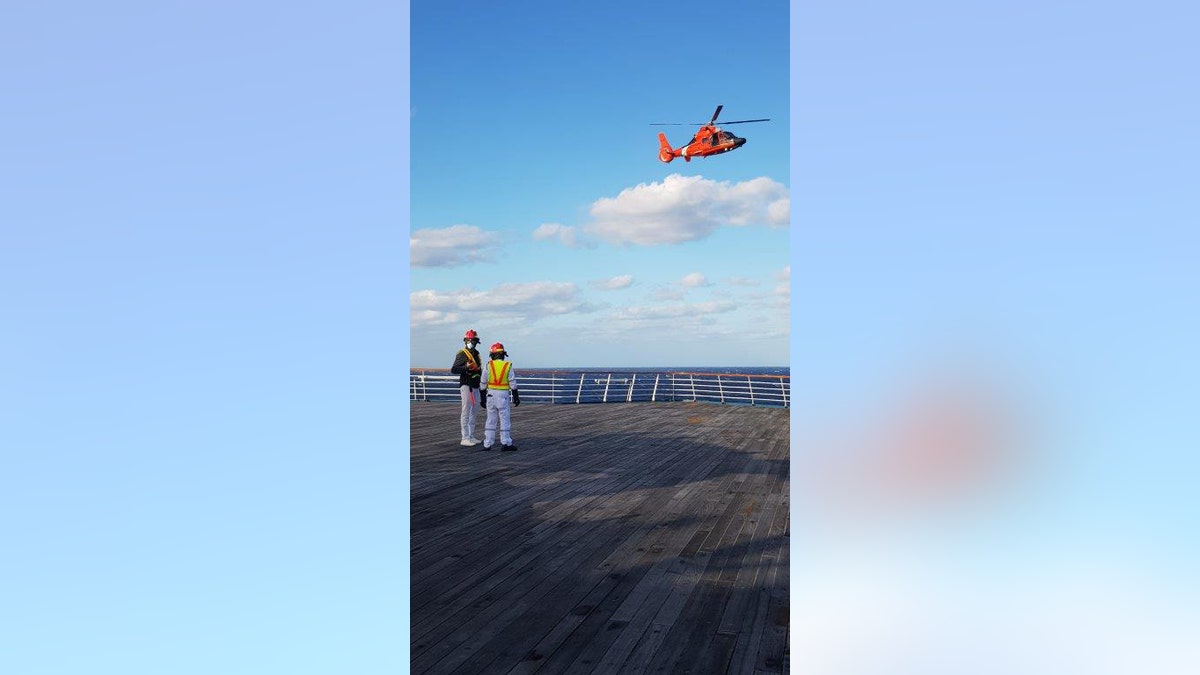 The man was later taken by U.S. coast Guard helicopter to a medical facility shoreside. 