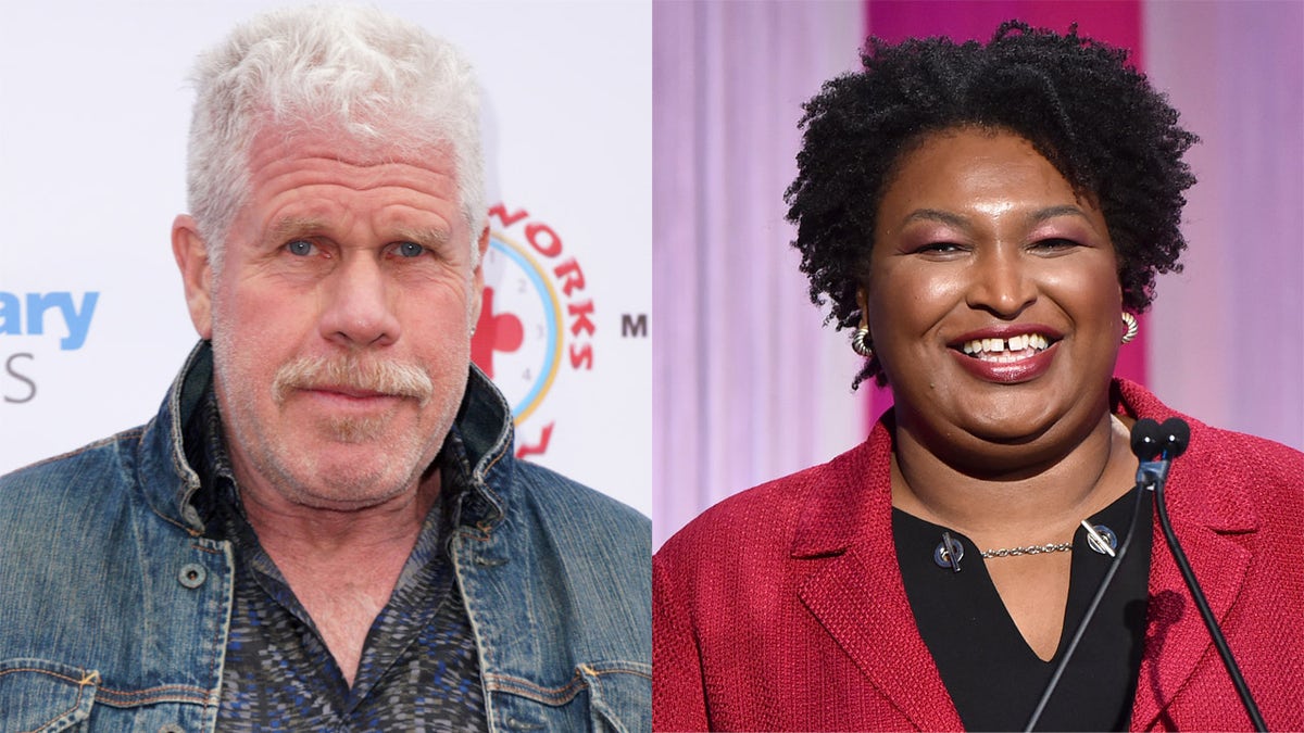 Ron Perlman (left) praised Stacey Abrams (right) for turning Ga., blue this year, reversing his boycott on filming in the state.