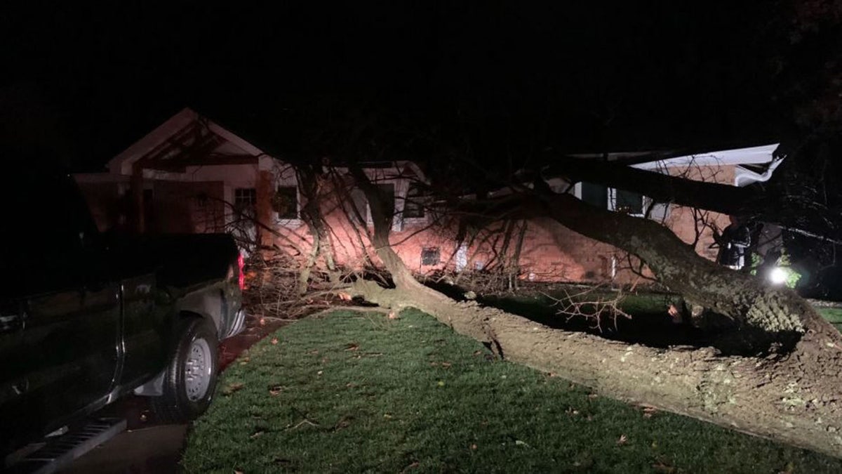 Damage in Racine County, Wisconsin after severe weather moved through on Tuesday, Nov. 10, 2020.