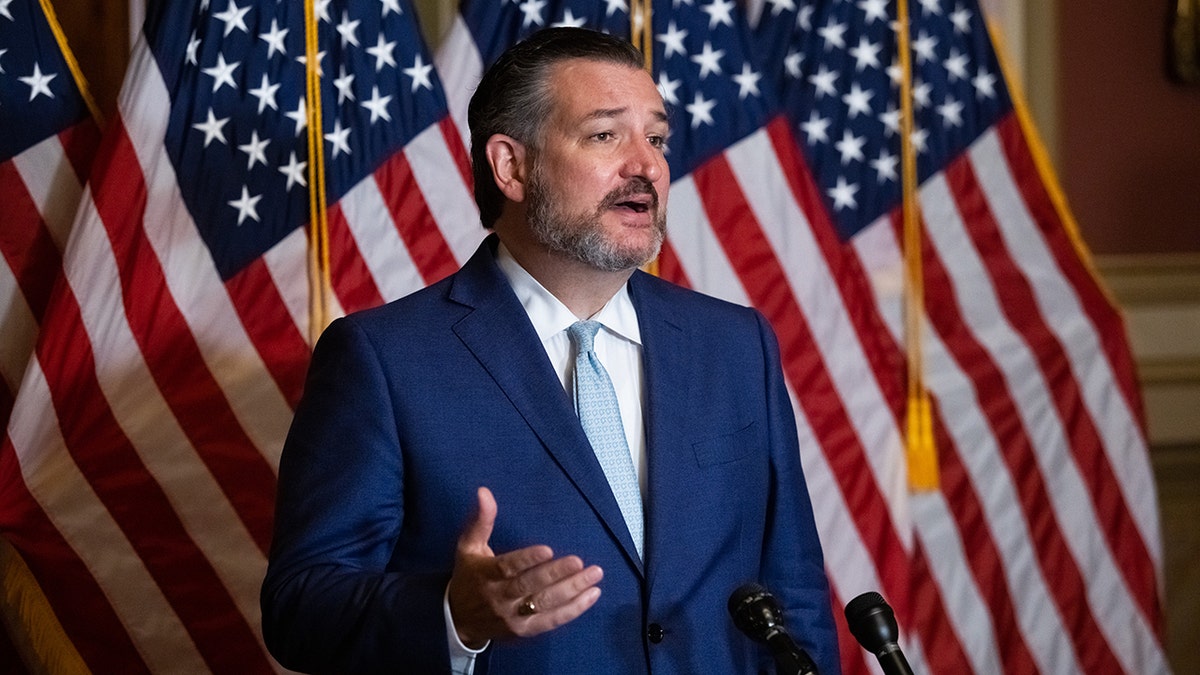 Senator Ted Cruz, a Republican from Texas, speaks during a news conference at the U.S. Capitol in Washington, D.C., U.S., on Monday, Oct. 26, 2020. Photographer: Graeme Jennings/Washington Examiner/Bloomberg via Getty Images