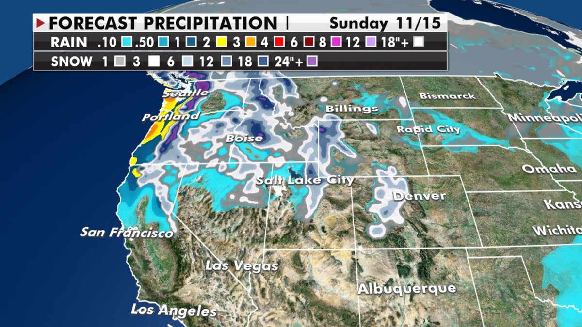 The next storm system moving into the Pacific Northwest will bring high-elevation snow.