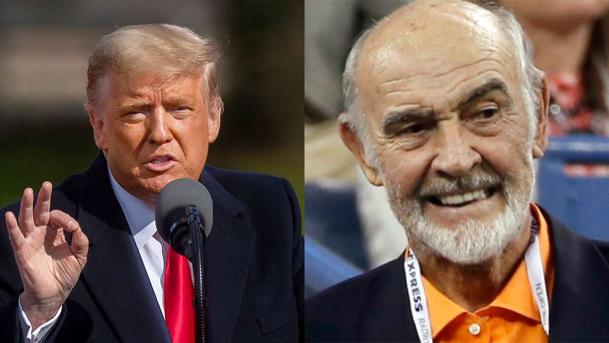 Donald Trump (left) said that the late Sean Connery (left) helped him with a 'big development' in Scotland, though didn't offer any specifics.