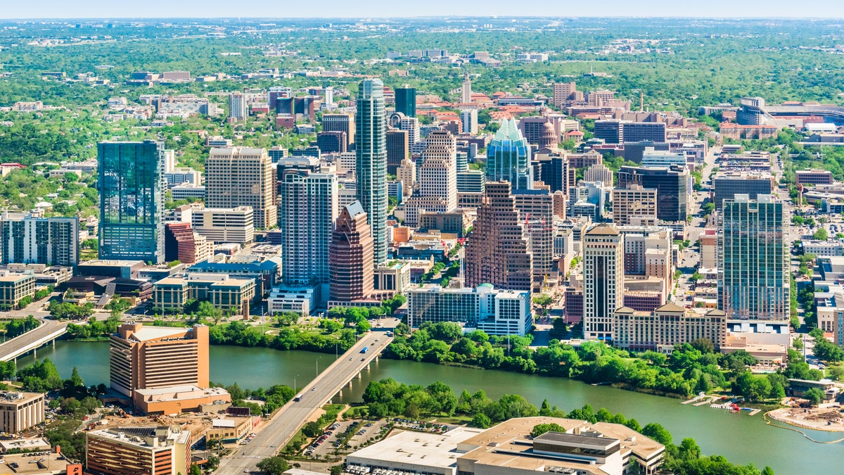 Austin Texas downtown cityscape skyline aerial view