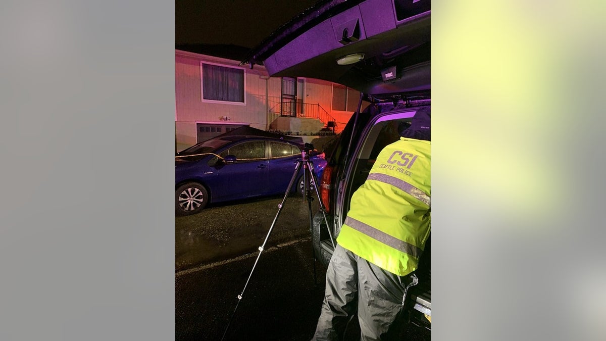 A Seattle police crime scene investigator is at the scene of a homicide Monday morning. The city has recorded 55 murders this year, compared to 28 last year, according to police figures.