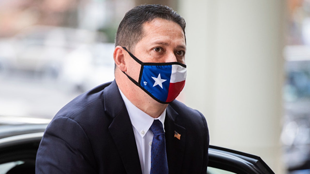 Rep.-elect Tony Gonzales, R-Texas, arrives for the House Republican leadership elections at the Hyatt Regency on Capitol Hill on Tuesday, Nov. 17, 2020. (Photo By Tom Williams/CQ-Roll Call, Inc via Getty Images)