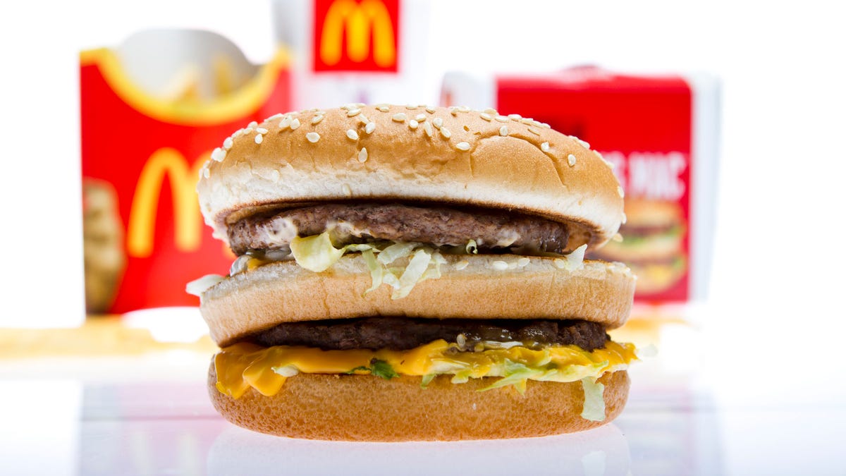 Close up shot of McDonald's Big Mac hamburger