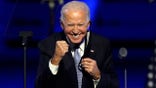 President-elect Joe Biden gestures to supporters Saturday, Nov. 7, 2020, in Wilmington, Del. (AP Photo/Andrew Harnik)