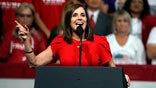 FILE - In this Feb. 19, 2020, file photo, Republican U.S. Senate candidate Sen. Martha McSally, R-Ariz., speaks at a rally for President Donald Trump in Phoenix. (AP Photo/Rick Scuteri, File)