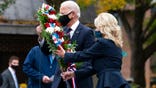 President-elect Joe Biden, and Jill Biden, place a wreath at the Philadelphia Korean War Memorial at Penn's Landing, on Veterans Day, Wednesday, Nov. 11, 2020, in Philadelphia. (AP Photo/Alex Brandon)