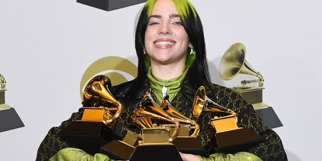 Billie Eilish poses at the 62nd Annual GRAMMY Awards at Staples Center on January 26, 2020 in Los Angeles, California. In a new cover story for Vanity Fair, the 19-year-old reflects on her past struggles with her body.