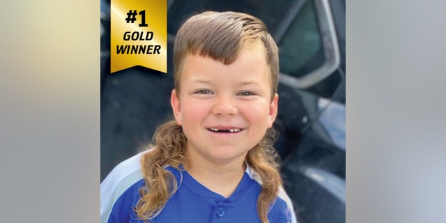 8-year-old Jax from Texas took first prize in the 2020 Kids Mullet Championships.