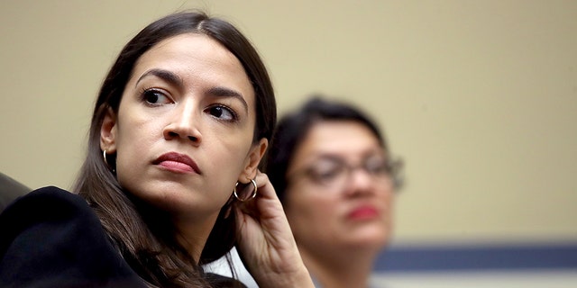 Rep. Alexandria Ocasio-Cortez (L) (D-NY) and Rep.  The hearing is open "The Trump administration's child separation policy." (Photo by Win McNamee / Getty Images)