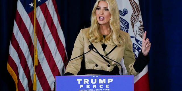Ivanka Trump, daughter and adviser to President Trump, speaks during a campaign event at the Iowa State Fairgrounds, Monday, Nov. 2, 2020, in Des Moines, Iowa. (AP Photo/Charlie Neibergall)