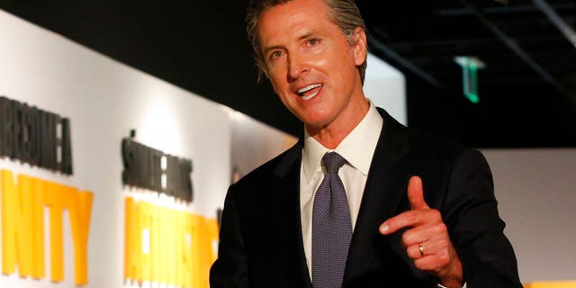 FILE: Gov. Gavin Newsom speaks during a news conference in Sacramento, Calif.