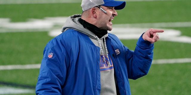 New York Giants head coach Joe Judge reacts during the second half of an NFL football game against the Tampa Bay Buccaneers, Monday, Nov. 2, 2020, in East Rutherford, N.J. (AP Photo/Corey Sipkin)