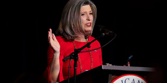 Republican Senate candidate Sen. Joni Ernst speaks to supporters at an election night rally, Tuesday, November 3, 2020, in Des Moines, Iowa. (AP Photo / Charlie Neibergall)