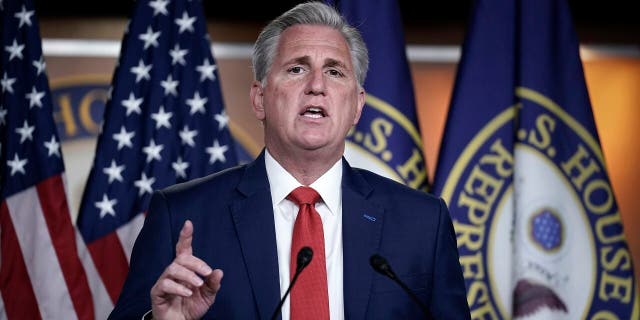 House Minority Leader Kevin McCarthy, R-Calif., gives his assessment of the GOP's performance in the election as he speaks with reporters at the Capitol in Washington, Wednesday, Nov. 4, 2020. (AP Photo/J. Scott Applewhite)